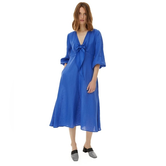 NWT Harshman Novella Midi Dress Blue Size XS - Picture 1 of 8